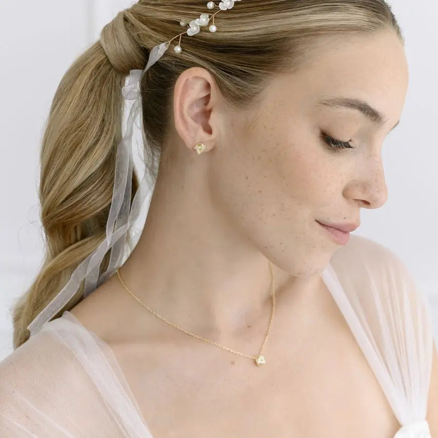 PARURE MARIÉE DORÉE ZIRCONS COLLIER BOUCLES — NS070G G.Westerleigh