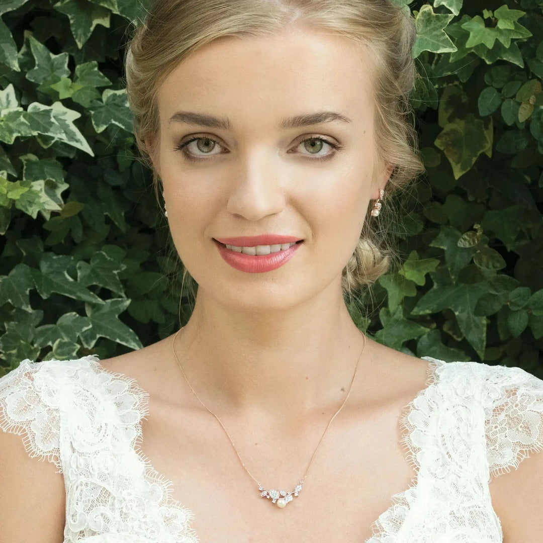PARURE MARIÉE FLEUR PERLE CRISTAUX — APHRODITE IVORY AND CO
