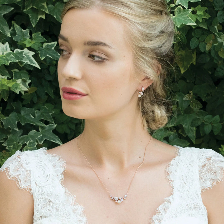 PARURE MARIÉE FLEUR PERLE CRISTAUX — APHRODITE IVORY AND CO