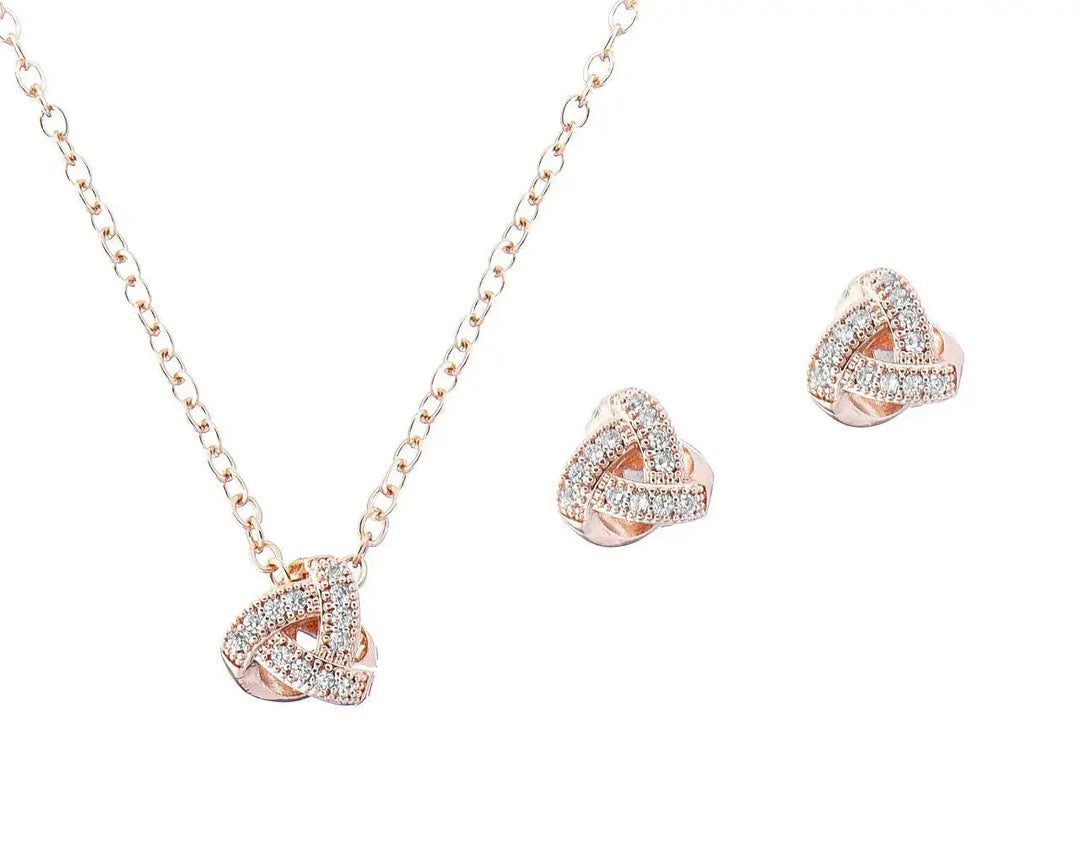 PARURE MARIÉE OR ROSE ZIRCONS COLLIER BOUCLES — NS070RG G.Westerleigh