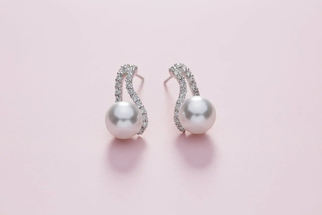 PARURE MARIÉE RHODIUM PERLES CRISTAUX COLLIER BOUCLES — EO13968 G.Westerleigh