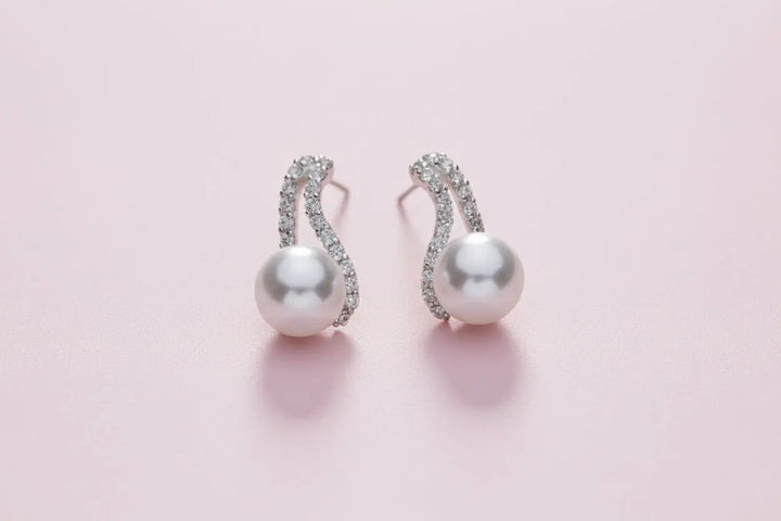 PARURE MARIÉE RHODIUM PERLES CRISTAUX COLLIER BOUCLES — EO13968 G.Westerleigh