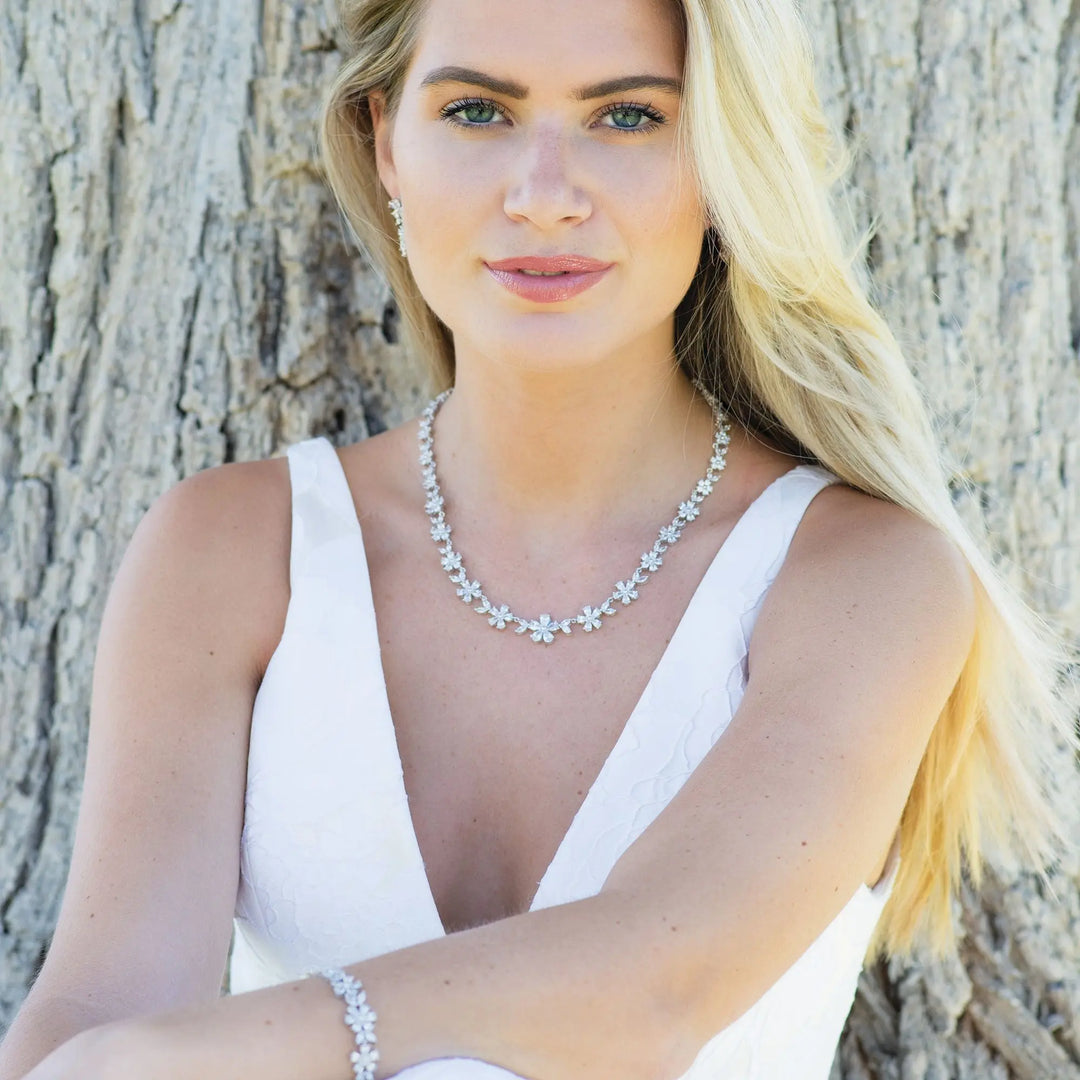 PARURE MARIÉE ZIRCONS FLORALE CHERISH Ivory and co