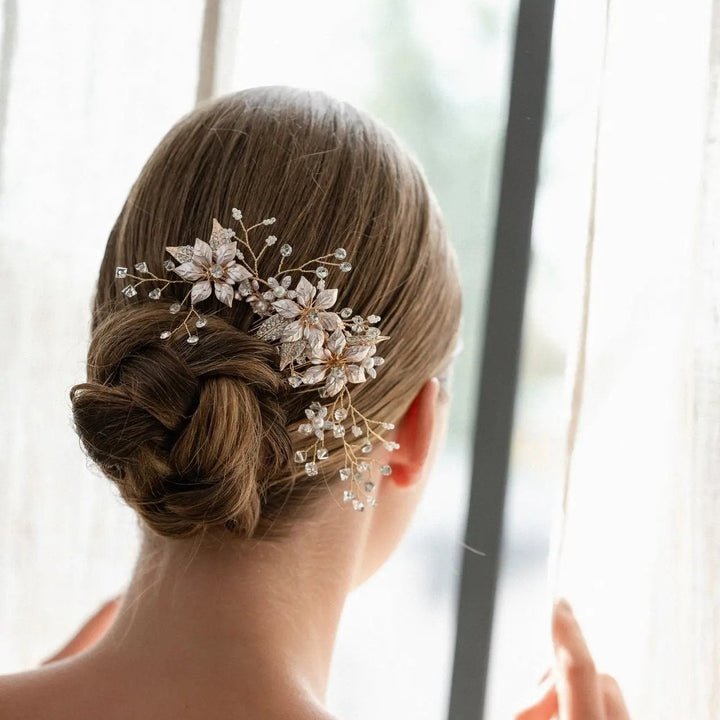 PEIGNE À CHEVEUX MARIAGE HC2694 – STRASS SCINTILLANTS PLAQUÉ OR ROSE G.Westerleigh