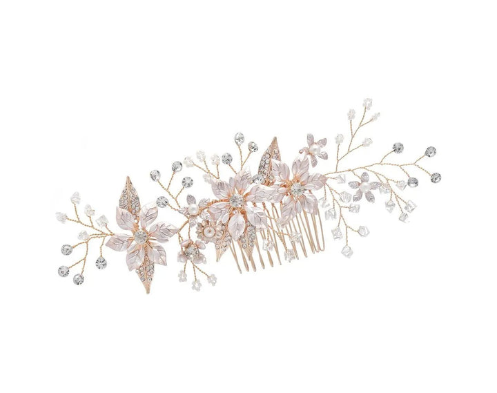 PEIGNE À CHEVEUX MARIAGE HC2694 – STRASS SCINTILLANTS PLAQUÉ OR ROSE G.Westerleigh