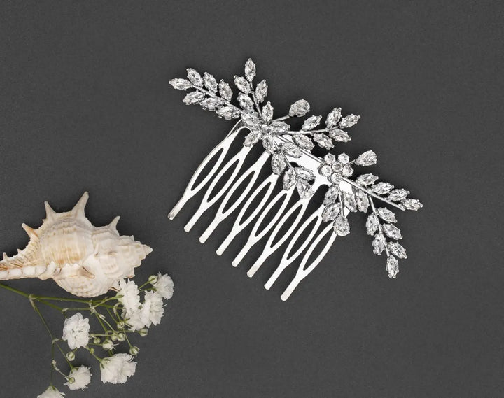 PEIGNE DE MARIÉE HC0153 – CRISTAUX LUMINEUX, FINITION ARGENTÉE G.Westerleigh