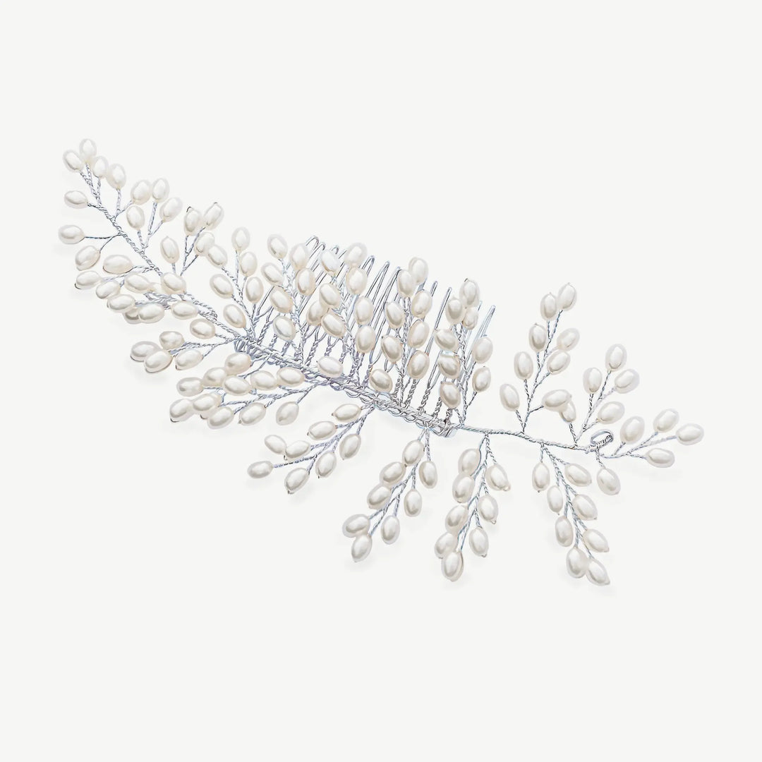 PEIGNE DE MARIÉE SEASPRAY – FEUILLES & PERLES NACRÉES, OR / OR ROSE / ARGENT IVORY AND CO