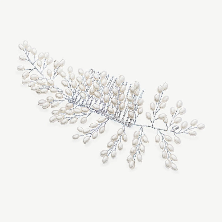 PEIGNE DE MARIÉE SEASPRAY – FEUILLES & PERLES NACRÉES, OR / OR ROSE / ARGENT IVORY AND CO