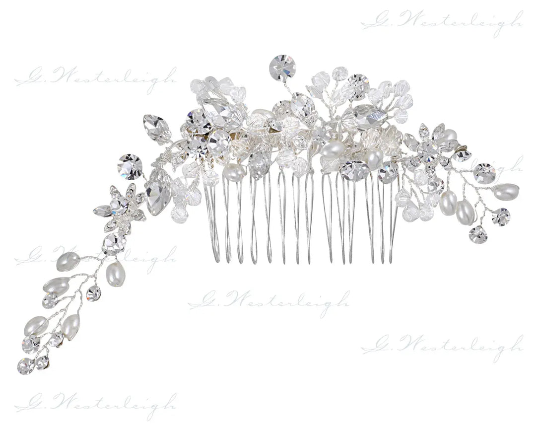 PEIGNE DE MARIÉE STRASS & PERLES IVOIRE – ÉLÉGANT | FD1-1153 G.Westerleigh