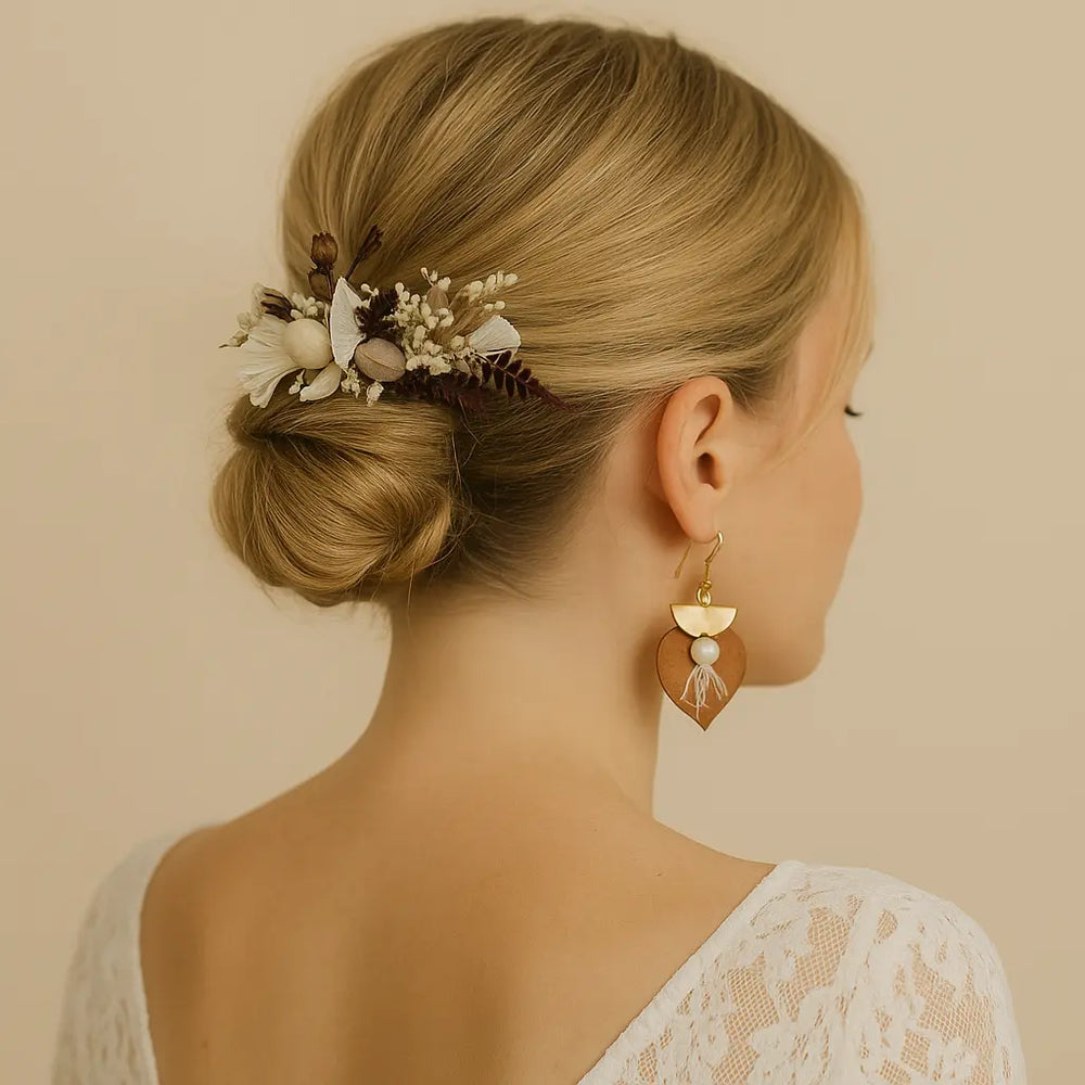 PEIGNE FLEURS MARIAGE MACADAMIA Art'home