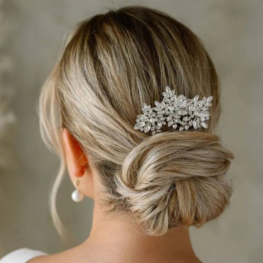 PEIGNE MARIÉE CRISTAUX & PERLES, ARGENTÉ – HC6223 G.Westerleigh