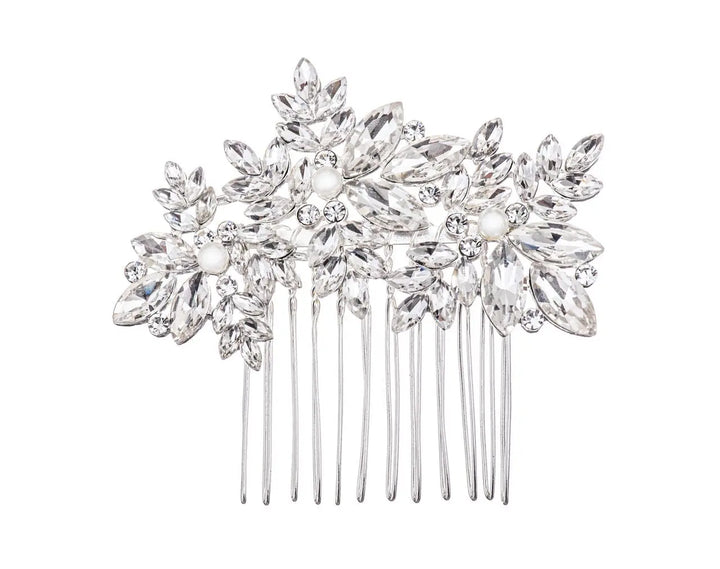 PEIGNE MARIÉE CRISTAUX & PERLES, ARGENTÉ – HC6223 G.Westerleigh