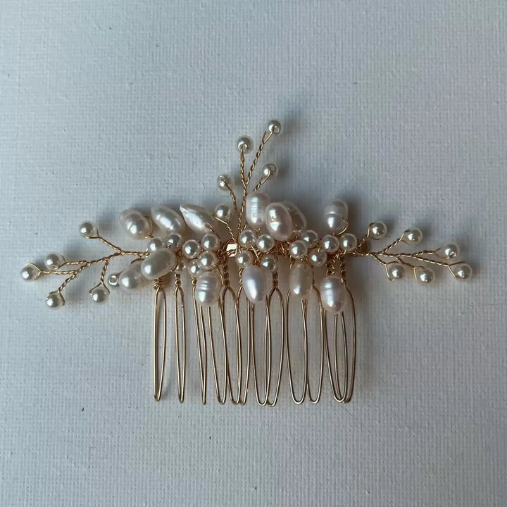 PEIGNE MARIÉE IZABELLA – PERLES D'EAU DOUCE, OR OU ARGENT SallyJaneBridal