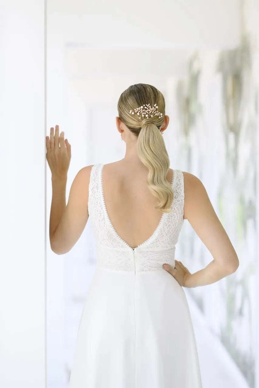 PEIGNE MARIÉE ROSE GOLD CRISTAUX & PERLES — HC6798RG G.Westerleigh