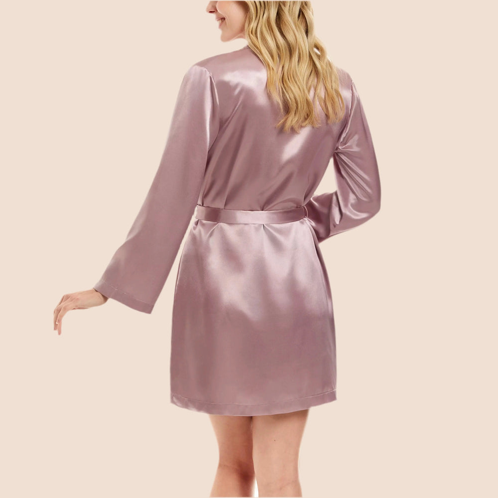 PEIGNOIR SATIN ROSE PARTY 9063C Yvette Bridal
