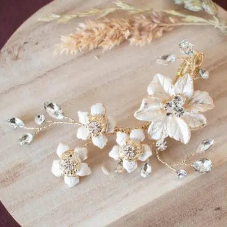 PETITE PINCE FLEURS ARGENT & CRISTAUX — HC2174 ÉGLANTINE CRÉATIONS