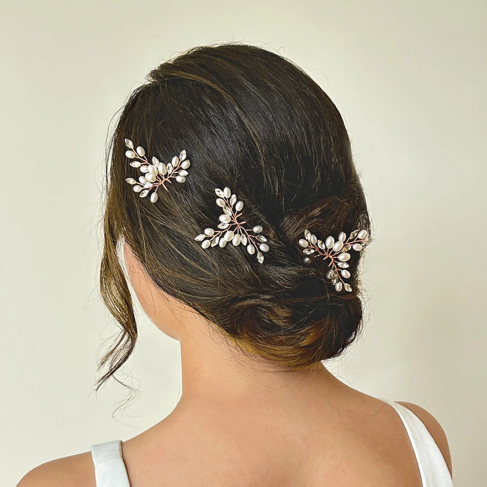 PICS À CHEVEUX MARIAGE CRISTAUX & PERLES – COSMOS IVORY AND CO