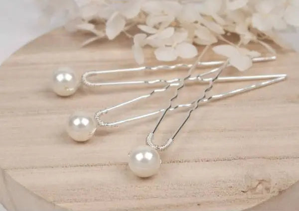 PICS À CHEVEUX MARIAGE PERLES BLANCHES – FABRICATION FRANÇAISE ÉGLANTINE CRÉATIONS