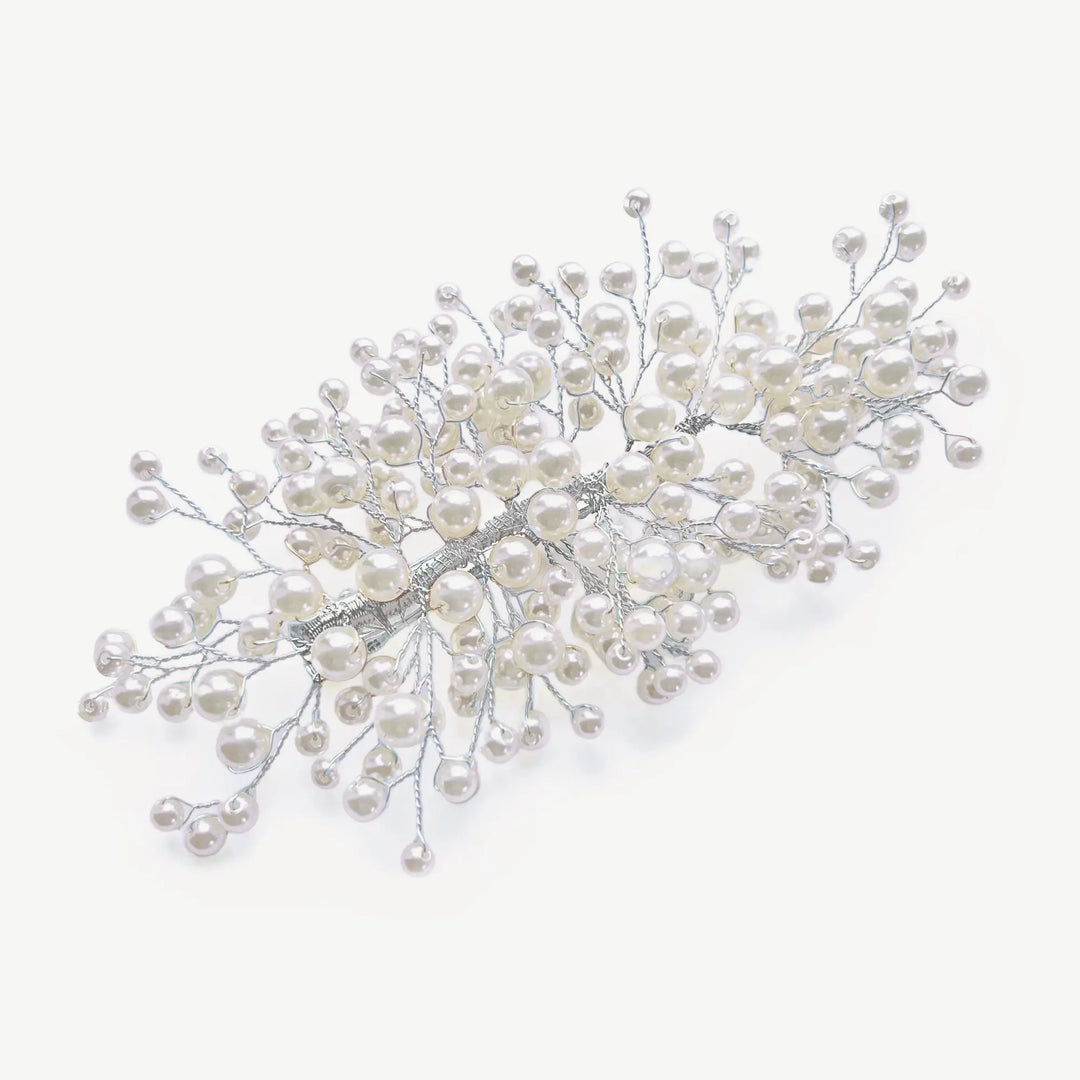 PINCE À CHEVEUX ASTRID – BARRETTE DE MARIÉE EN PERLES PLAQUÉ ARGENT, OR OU OR ROSE Ivory and co