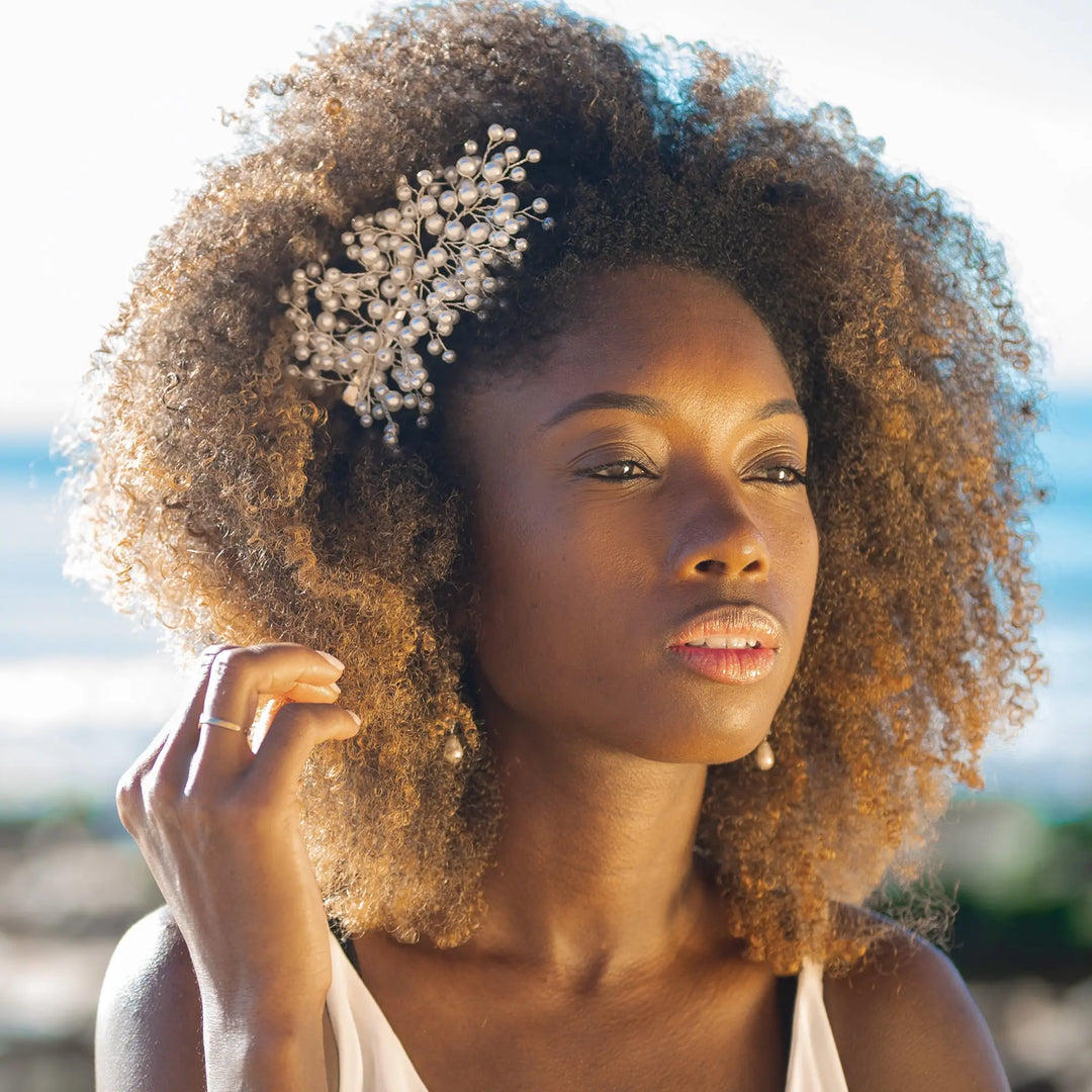 PINCE À CHEVEUX ASTRID – BARRETTE DE MARIÉE EN PERLES PLAQUÉ ARGENT, OR OU OR ROSE Ivory and co