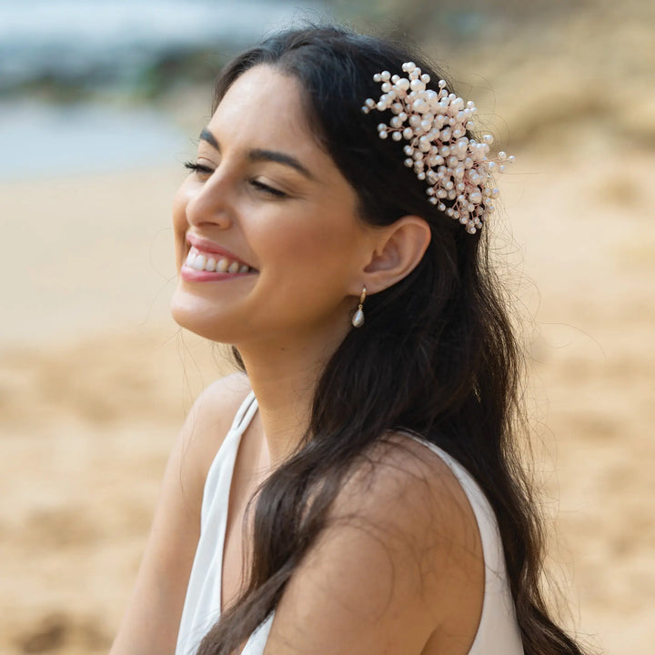 PINCE À CHEVEUX ASTRID – BARRETTE DE MARIÉE EN PERLES PLAQUÉ ARGENT, OR OU OR ROSE Ivory and co