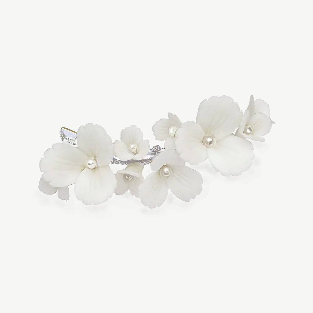 PINCE À CHEVEUX MARIAGE EN CÉRAMIQUE FLEUR DE SUREAU Ivory and co