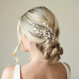 Pince de mariée Summer Breeze – feuilles et perles