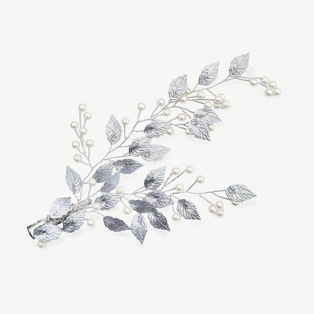 PINCE À CHEVEUX MARIAGE SUMMER BREEZE EN FEUILLES ET PERLES Ivory and co