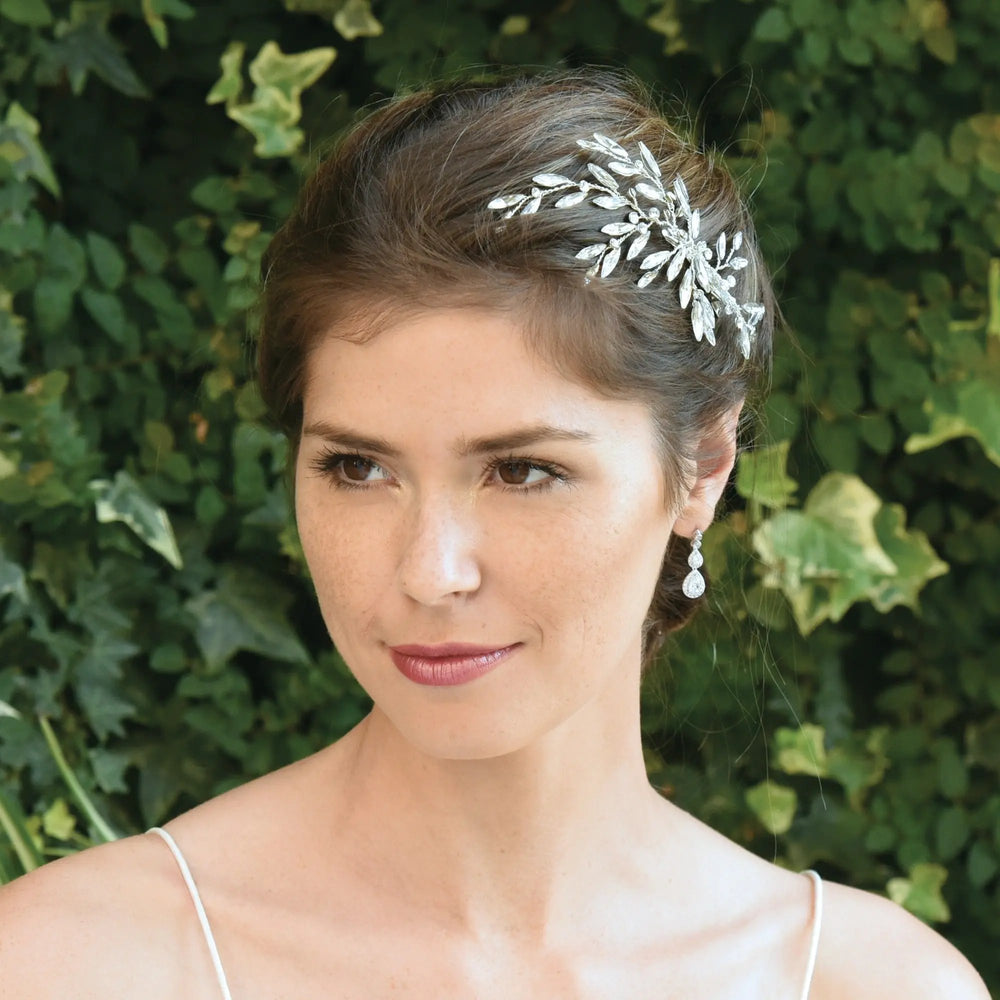 PINCE À CHEVEUX MARIAGE WINTERSWEET EN CRISTAUX ARGENTÉS Ivory and co