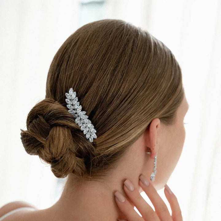 PINCE À CHEVEUX MARIAGE ZIRCONE CUBIQUE – PLAQUÉ RHODIUM HC6379 G.Westerleigh