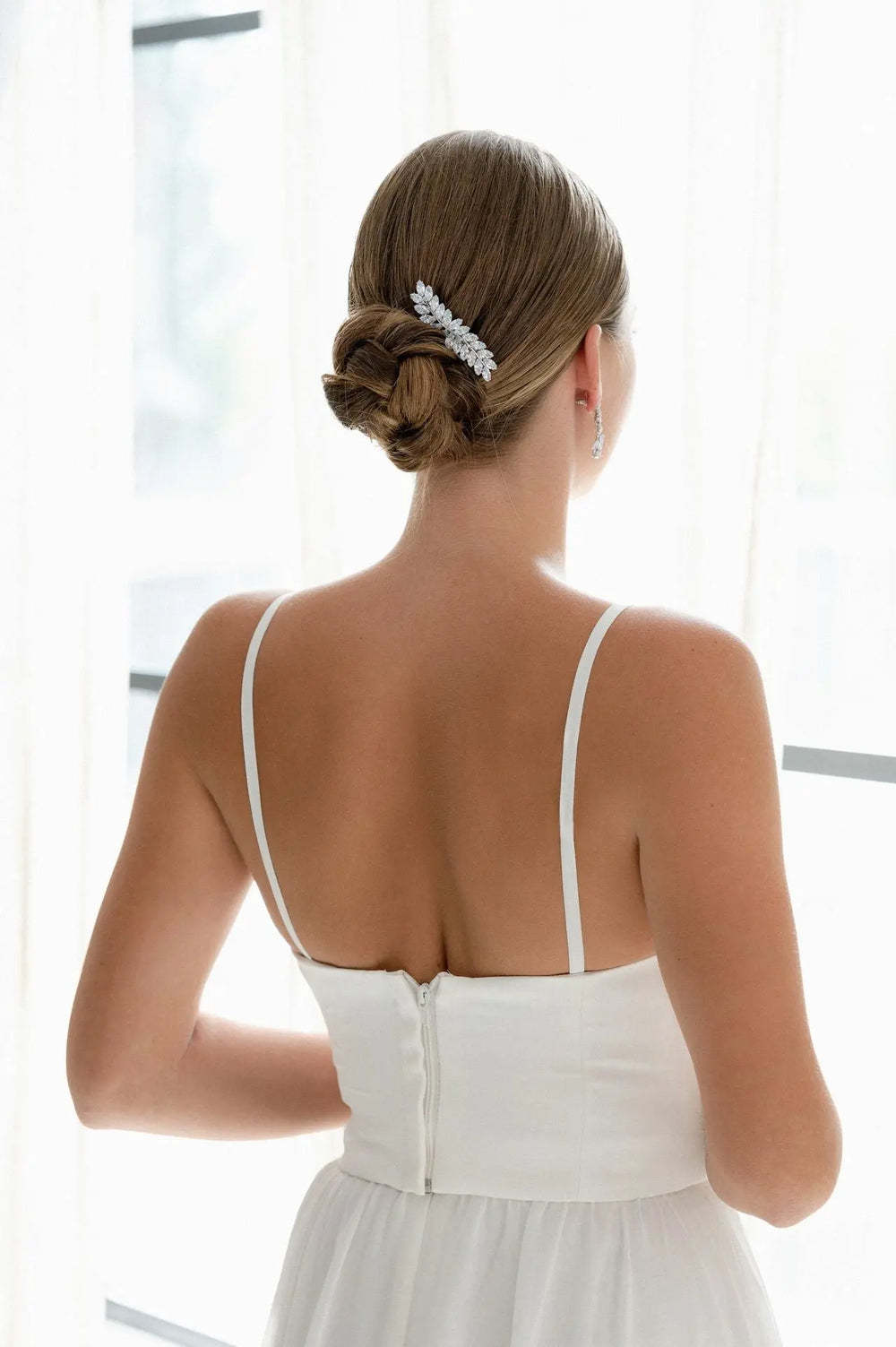 PINCE À CHEVEUX MARIAGE ZIRCONE CUBIQUE – PLAQUÉ RHODIUM HC6379 G.Westerleigh