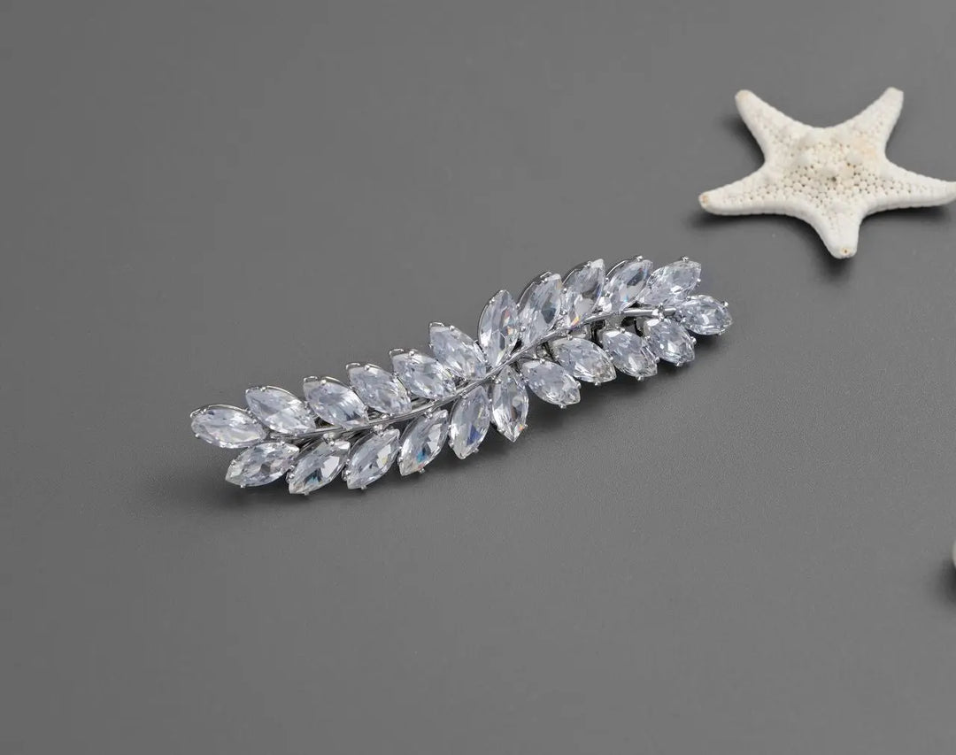 PINCE À CHEVEUX MARIAGE ZIRCONE CUBIQUE – PLAQUÉ RHODIUM HC6379 G.Westerleigh