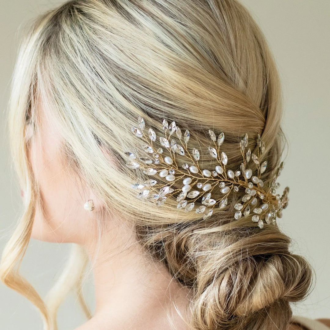 PINCE À CHEVEUX PEARL SERENADE – CRISTAUX & PERLES PLAQUÉ ARGENT, OR OU OR ROSE Ivory and co