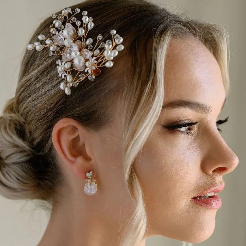 PINCE MARIAGE CRISTAUX & PERLES – PLAQUÉ OR HC6147 G.Westerleigh