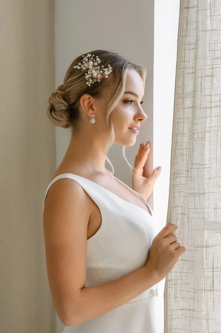 PINCE MARIAGE CRISTAUX & PERLES – PLAQUÉ OR HC6147 G.Westerleigh