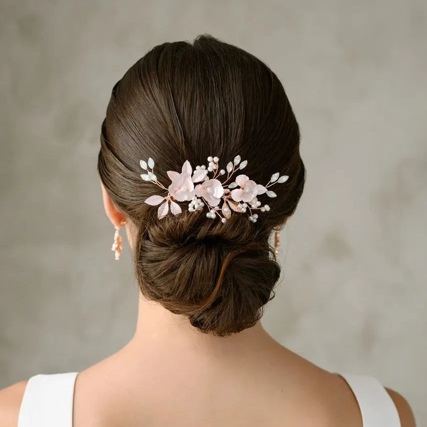 PINCE MARIAGE FLEURS 3D & PERLES IVOIRE – OR ROSE HC1118RG G.Westerleigh