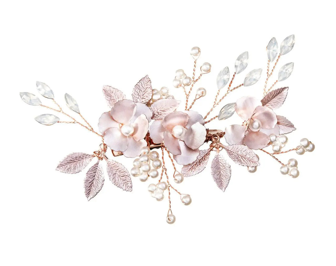 PINCE MARIAGE FLEURS 3D & PERLES IVOIRE – OR ROSE HC1118RG G.Westerleigh