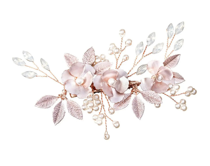 PINCE MARIAGE FLEURS 3D & PERLES IVOIRE – OR ROSE HC1118RG G.Westerleigh