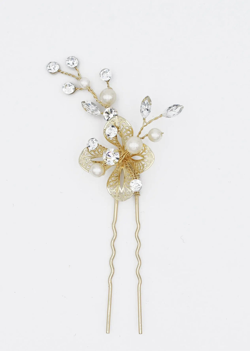 PINGLE CHEVEUX MARIÉE DORÉE FLEURS & CRISTAUX—  HA225422 ÉGLANTINE CRÉATIONS