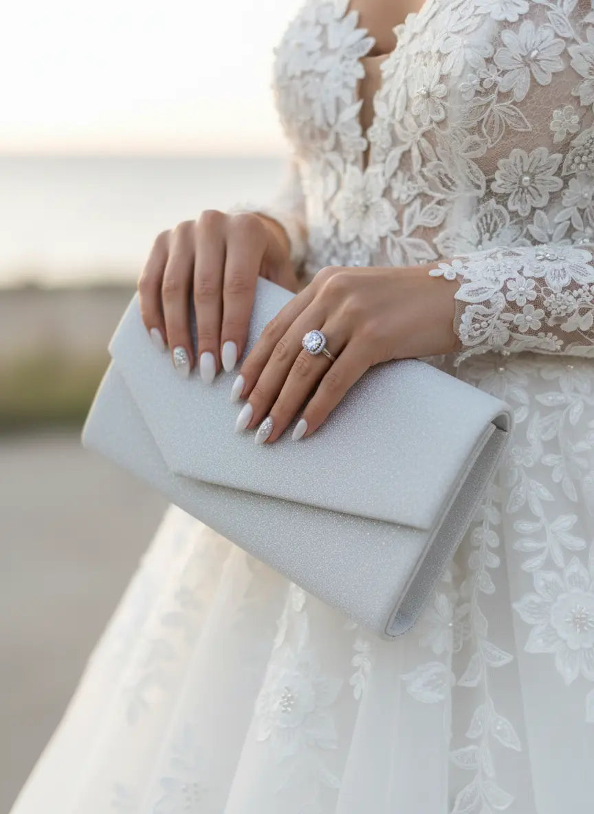 POCHETTE MARIAGE BRILLANTE IVOIRE CHIARA WHITE LADY