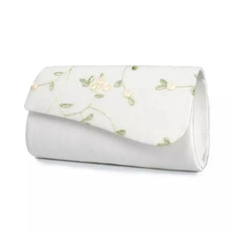 Pochette de mariée Juliane – satin brodé de fleurs
