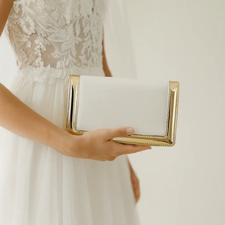 POCHETTE MARIAGE IVOIRE ET OR ZOE White Lady