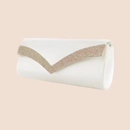 Pochette de mariée Tina – satin ivoire et doré