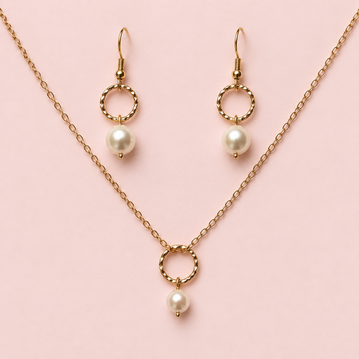 Parure de dos de mariée 18E145 – chaîne fine et perle nacrée Eglantine Créations