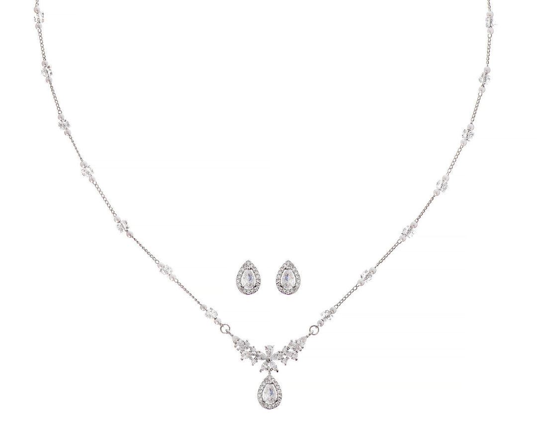 Parure de mariée NS00369 – feuilles zircons, argent G.Westerleigh