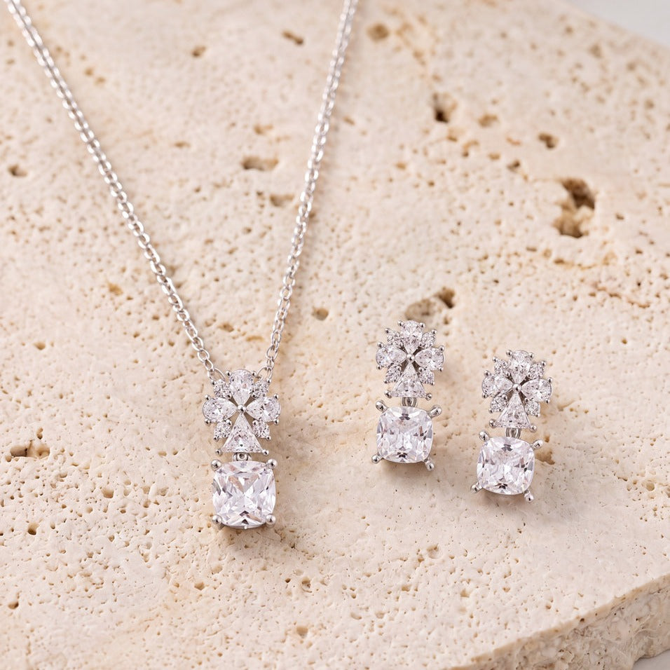Parure de mariée NS1-10787 – florale zircons, argent G.Westerleigh