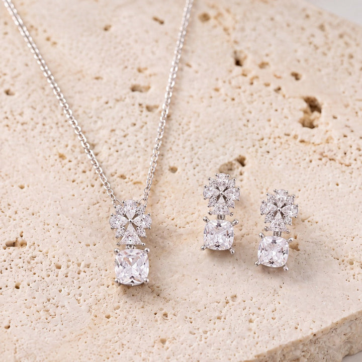 Parure de mariée NS1-10787 – florale zircons, argent G.Westerleigh