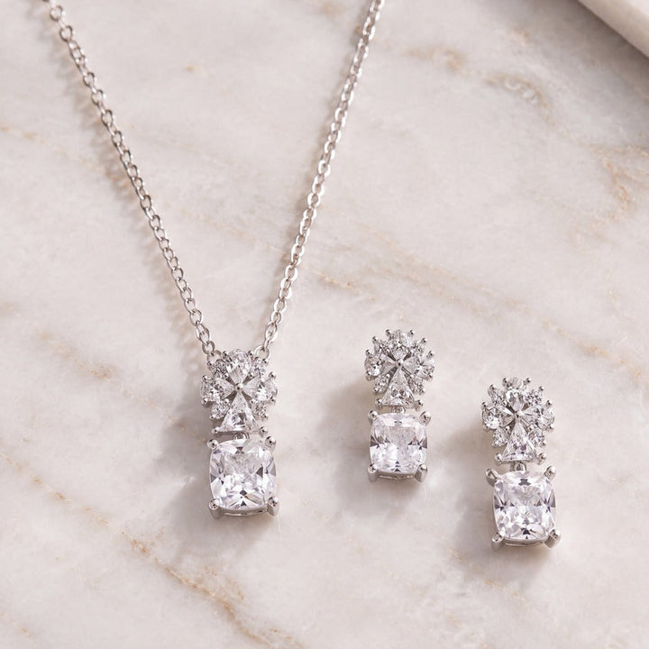 Parure de mariée NS1-10787 – florale zircons, argent G.Westerleigh