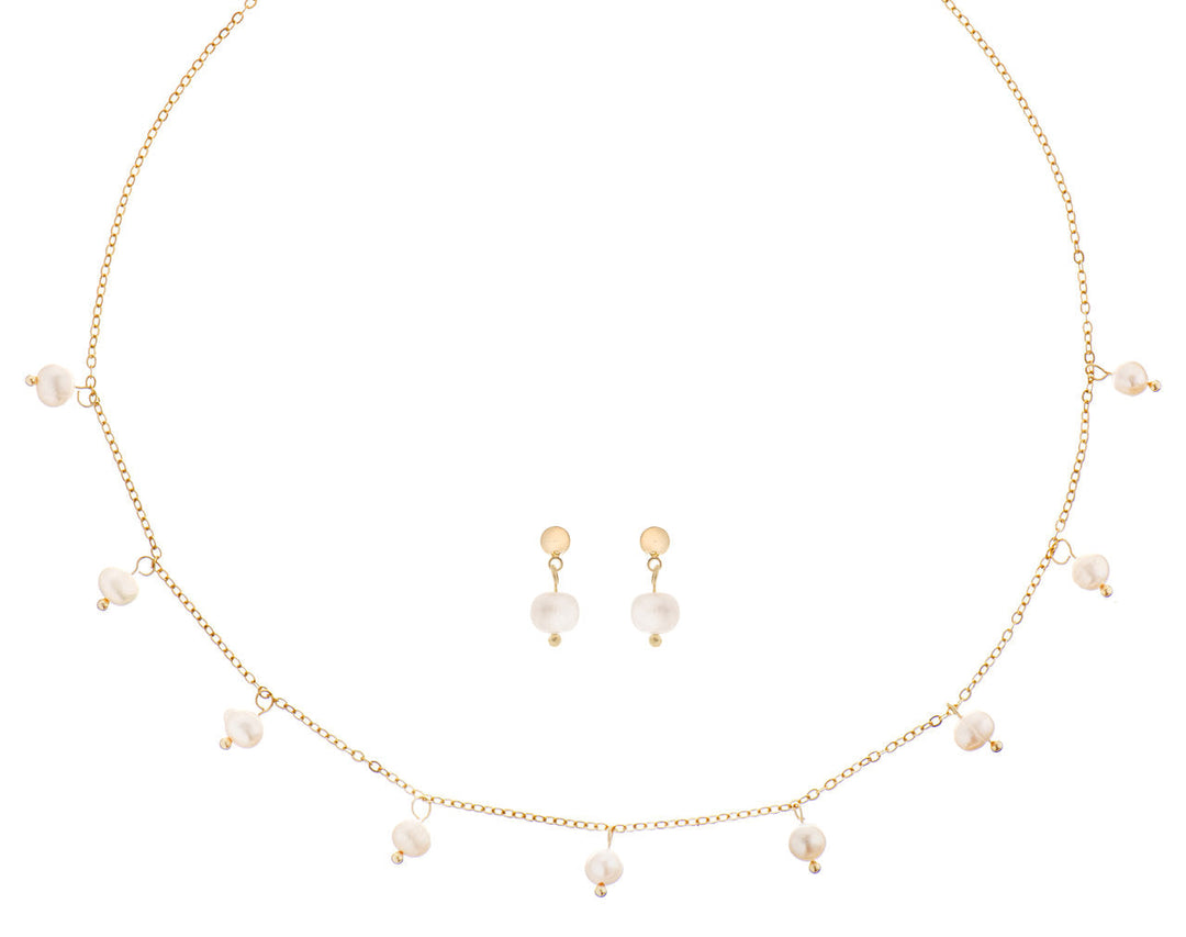 Parure de mariée NS1006 – perles d'eau douce, dorée G.Westerleigh