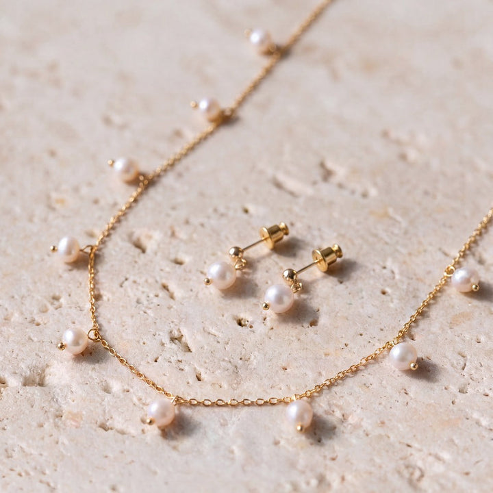 Parure de mariée NS1006 – perles d'eau douce, dorée G.Westerleigh